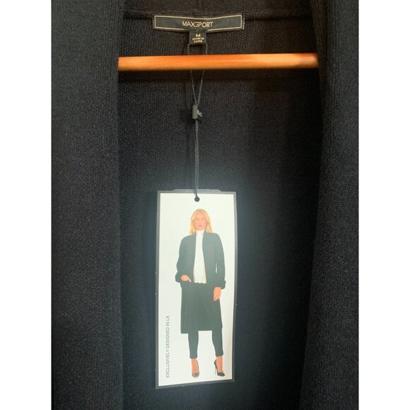 NWT MAX SPORT WOMEN'S CARDIGAN MEDIUM LONG KNIT fur accents pockets - Picture 2 of 7